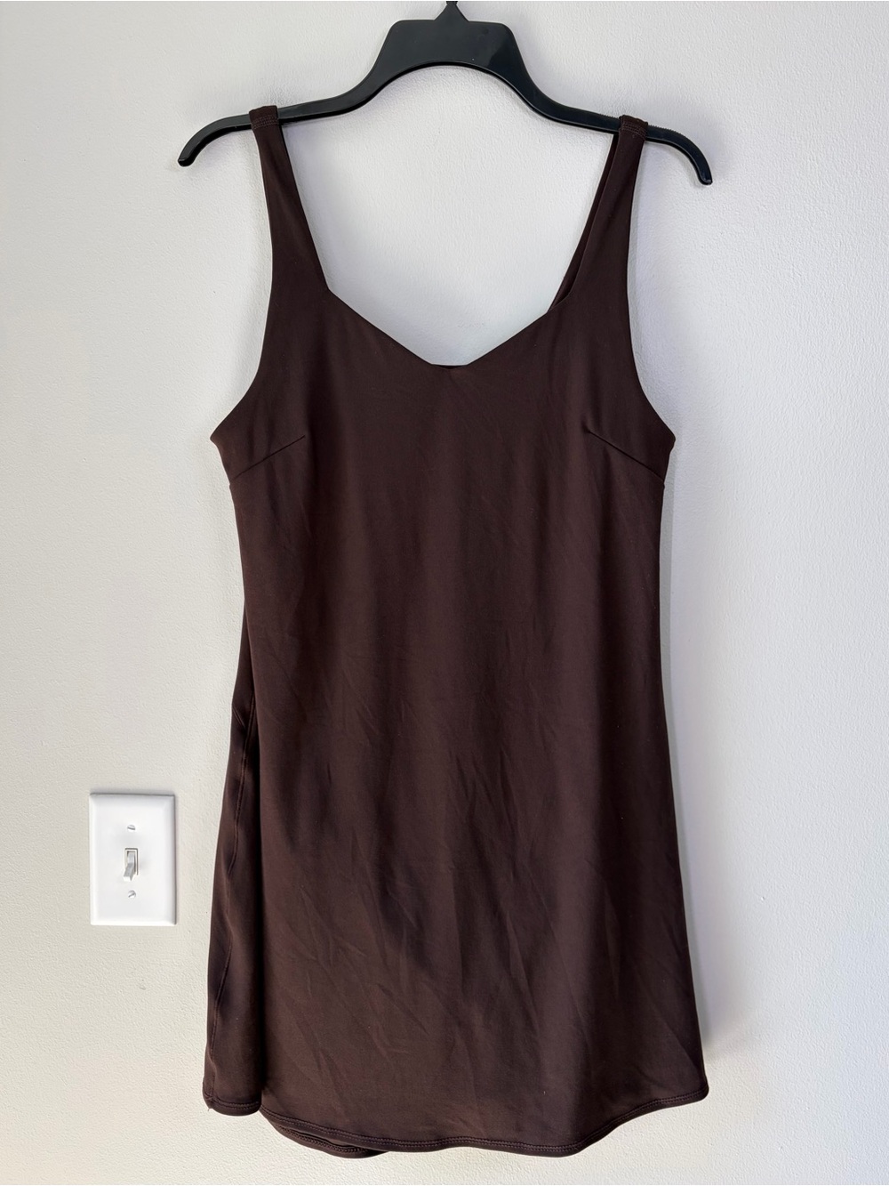 Danskin Brown Workout Dress with Built in Romper Travel Casual Athleisure